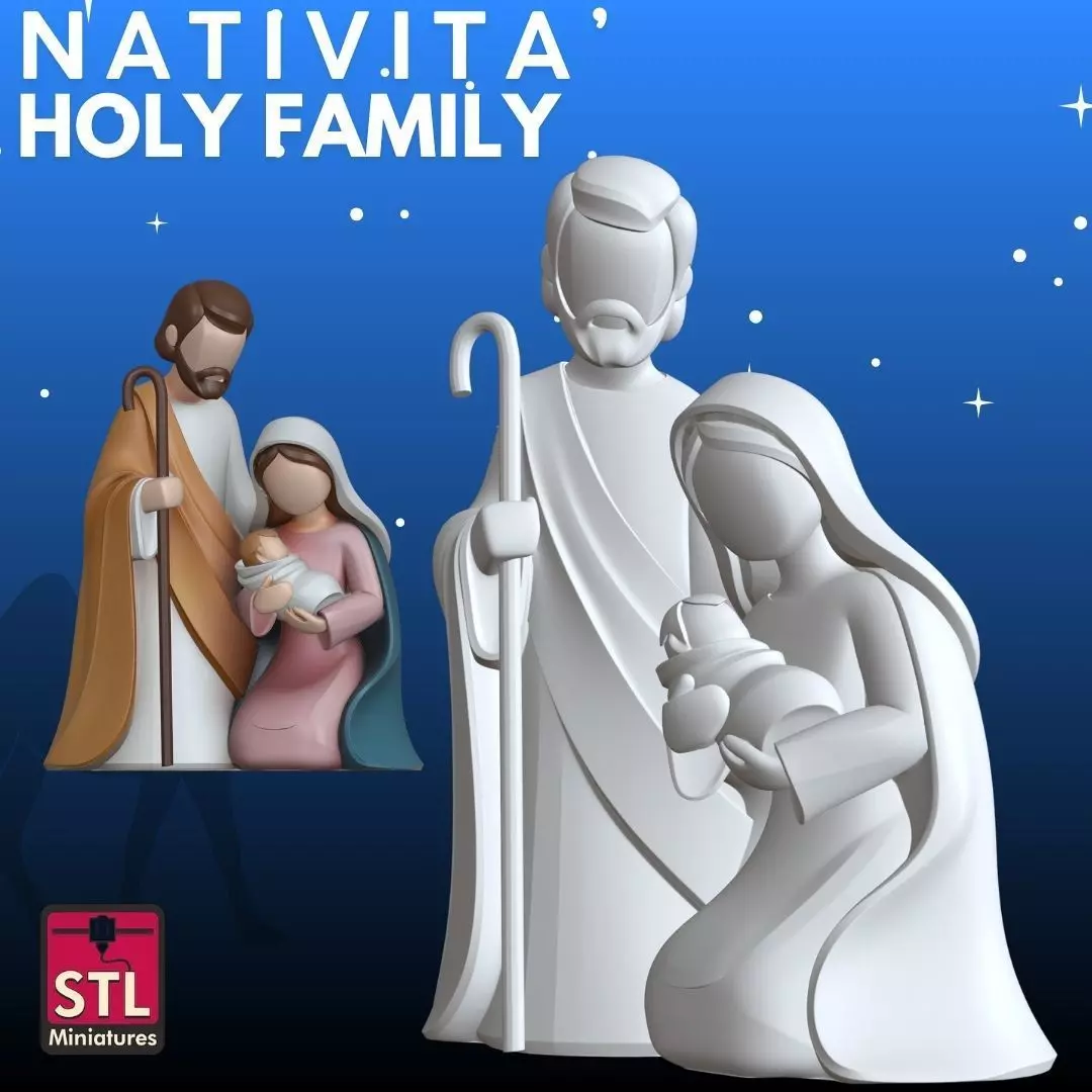 Holy Family STL Minimalist Nativity 3D Model 3D print model_1