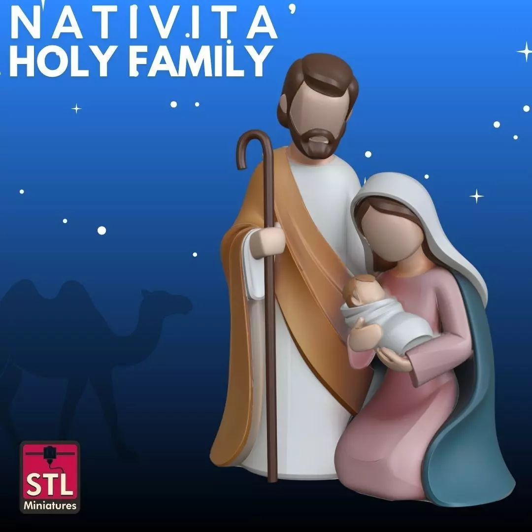 Holy Family STL Minimalist Nativity 3D Model 3D print model_0
