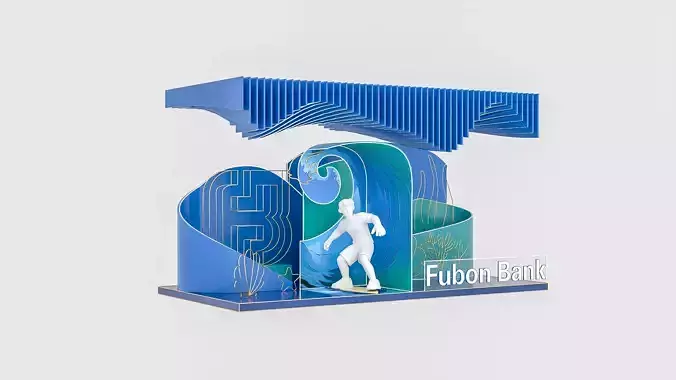 Modern Ocean-Themed Exhibition Booth 3D Model for Brand Showcase 3D model