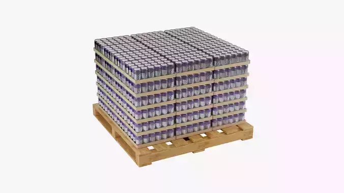 Wooden Pallet with Grape Soda Cans