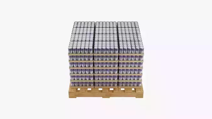 Wooden Pallet with Grape Soda Cans 3D model 4