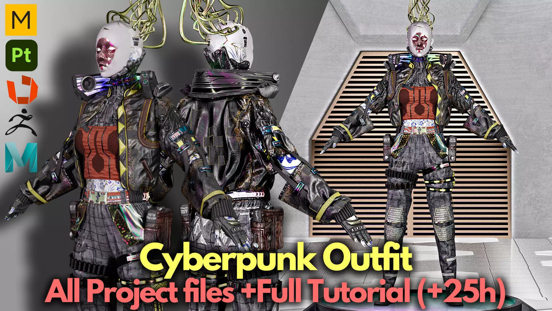 Cyberpunk No1 Full Tutorial  Project Files Low-poly 3D model_0
