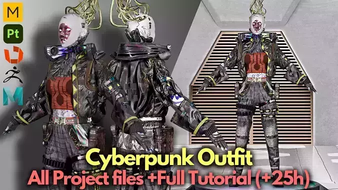 Cyberpunk No1 Full Tutorial  Project Files Low-poly 3D model