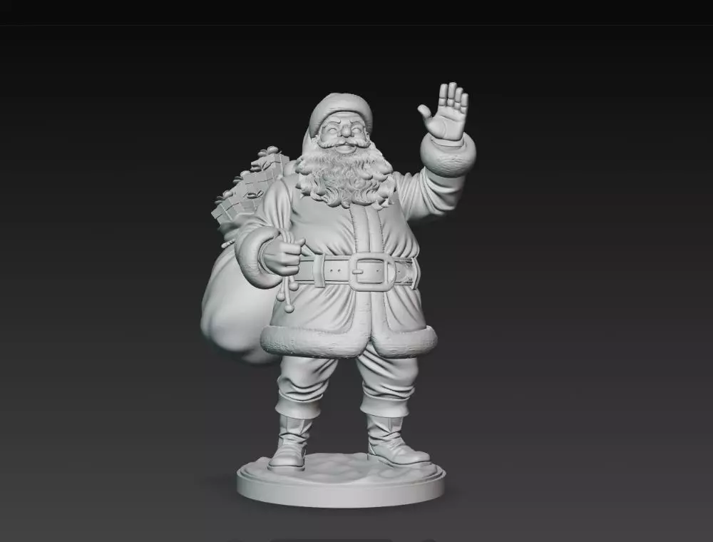 Classic Holiday Cheer  Waving Santa Claus Statue 3D print model_8