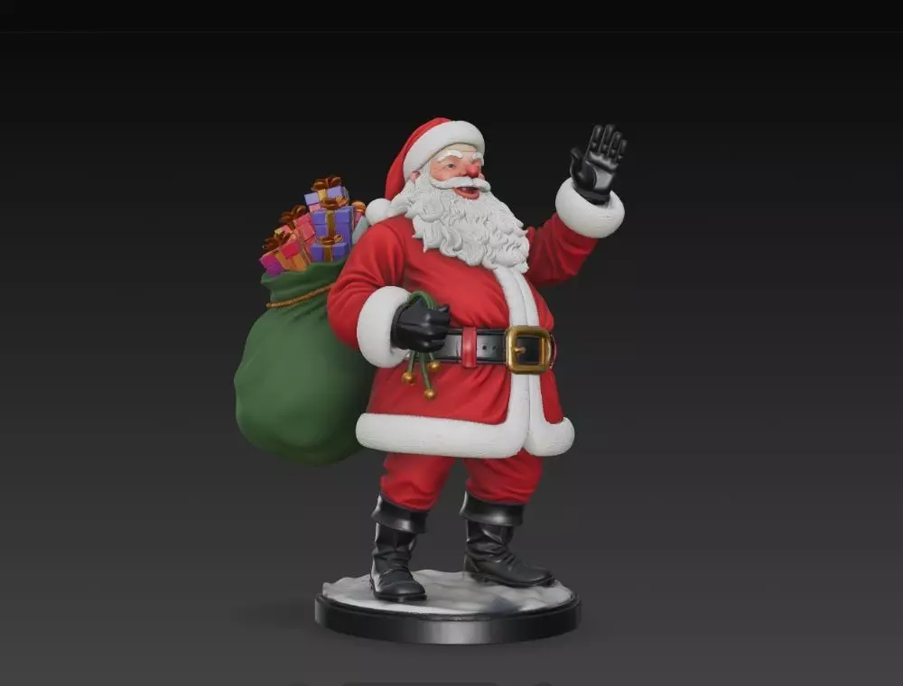 Classic Holiday Cheer  Waving Santa Claus Statue 3D print model_22