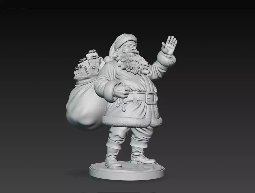 Classic Holiday Cheer  Waving Santa Claus Statue 3D print model_10