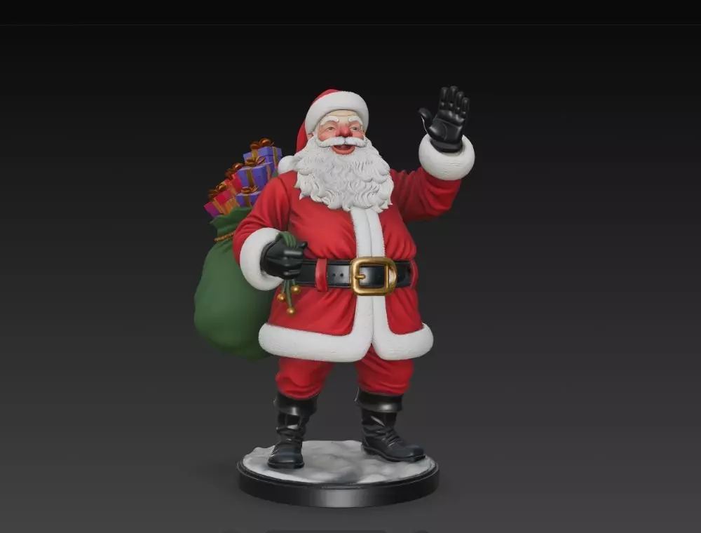Classic Holiday Cheer  Waving Santa Claus Statue 3D print model_21