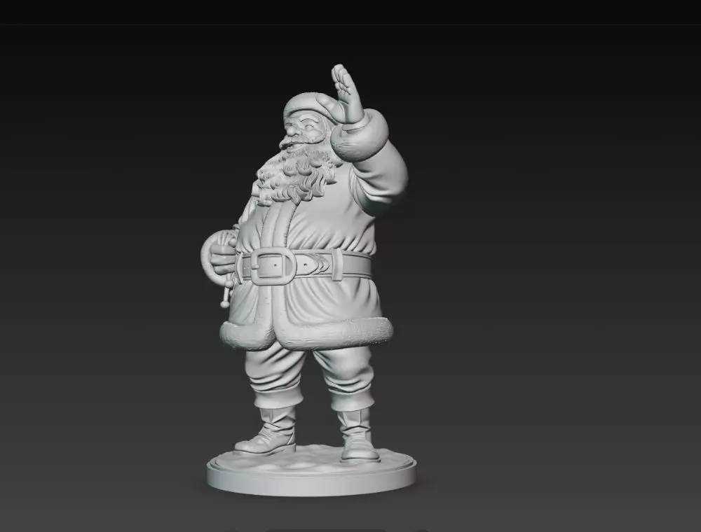 Classic Holiday Cheer  Waving Santa Claus Statue 3D print model_6