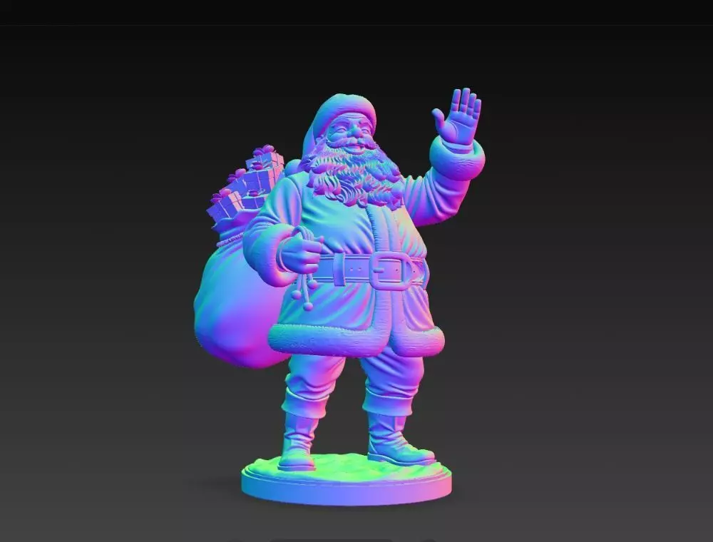 Classic Holiday Cheer  Waving Santa Claus Statue 3D print model_12