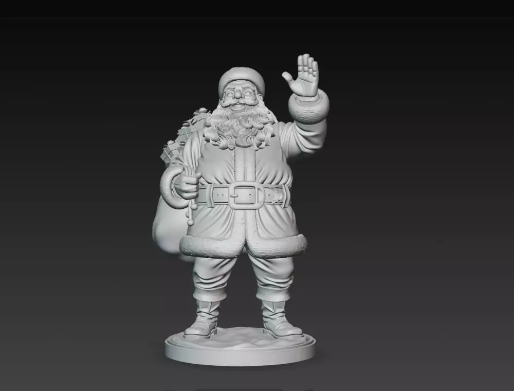 Classic Holiday Cheer  Waving Santa Claus Statue 3D print model_7