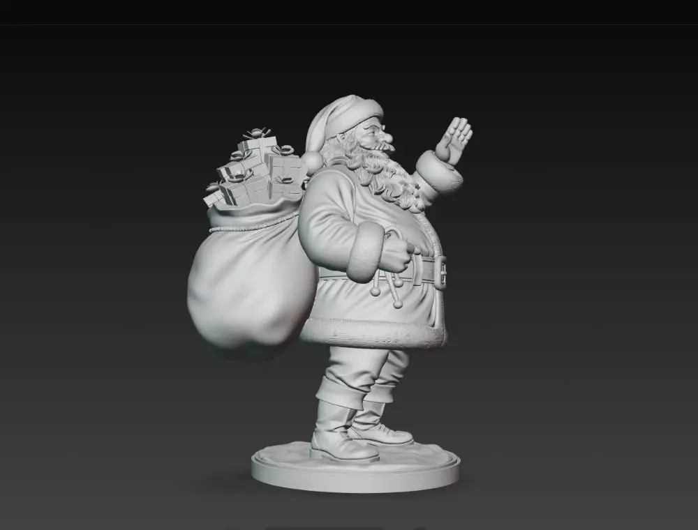 Classic Holiday Cheer  Waving Santa Claus Statue 3D print model_9