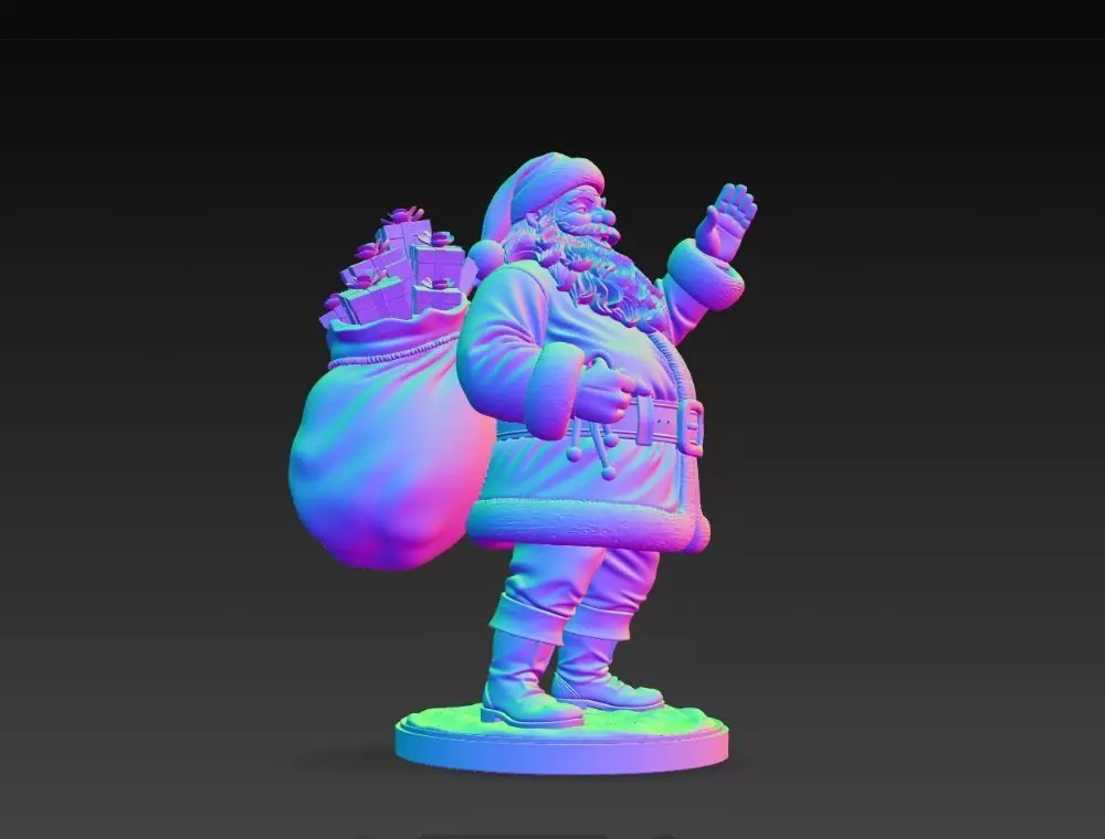 Classic Holiday Cheer  Waving Santa Claus Statue 3D print model_13