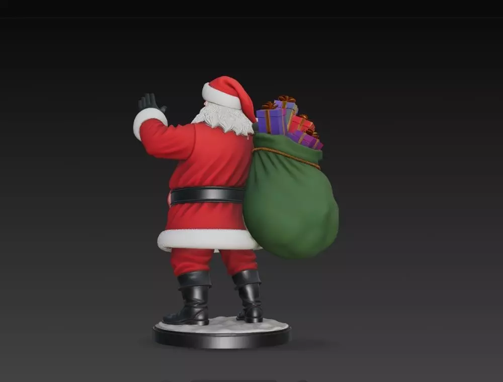 Classic Holiday Cheer  Waving Santa Claus Statue 3D print model_24