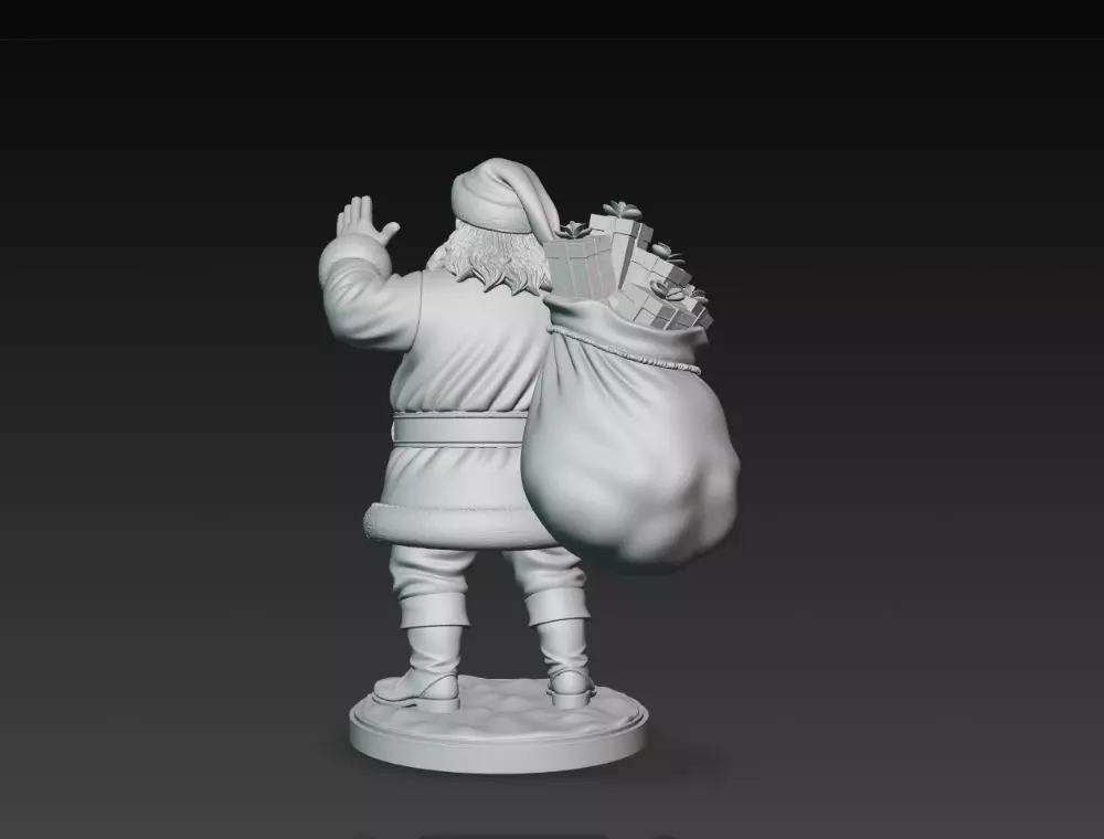 Classic Holiday Cheer  Waving Santa Claus Statue 3D print model_3
