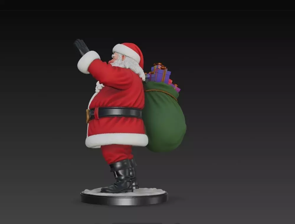 Classic Holiday Cheer  Waving Santa Claus Statue 3D print model_25