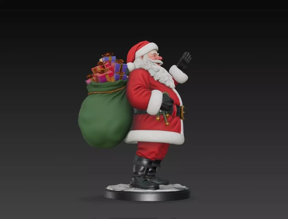 Classic Holiday Cheer  Waving Santa Claus Statue 3D print model_27