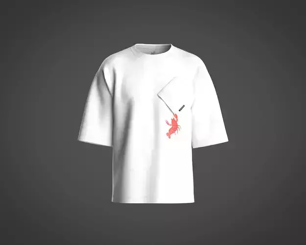 Mens T-shirt with lobster graphic and pocket