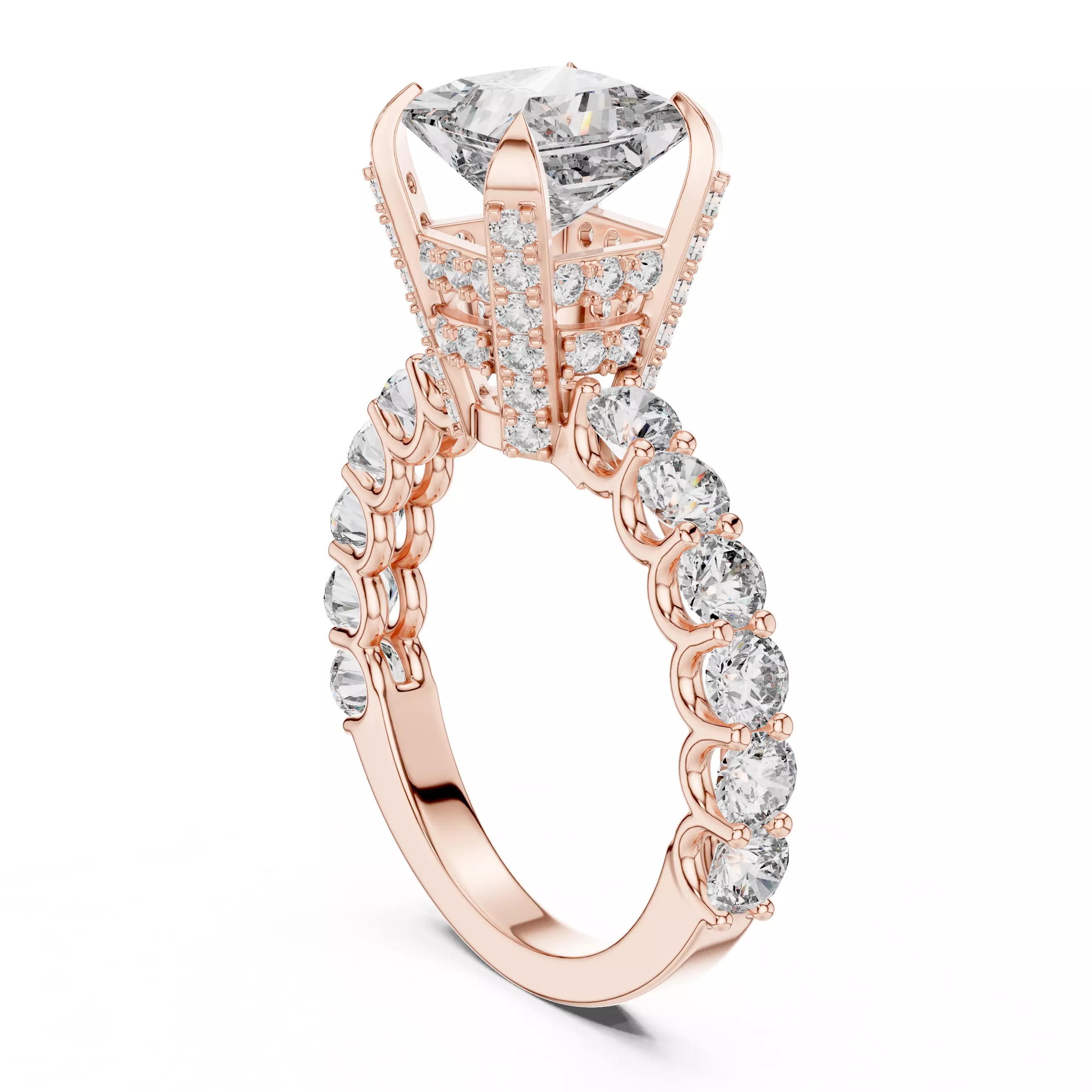 Princess Diamond Solitaire Ring 3D print model_1