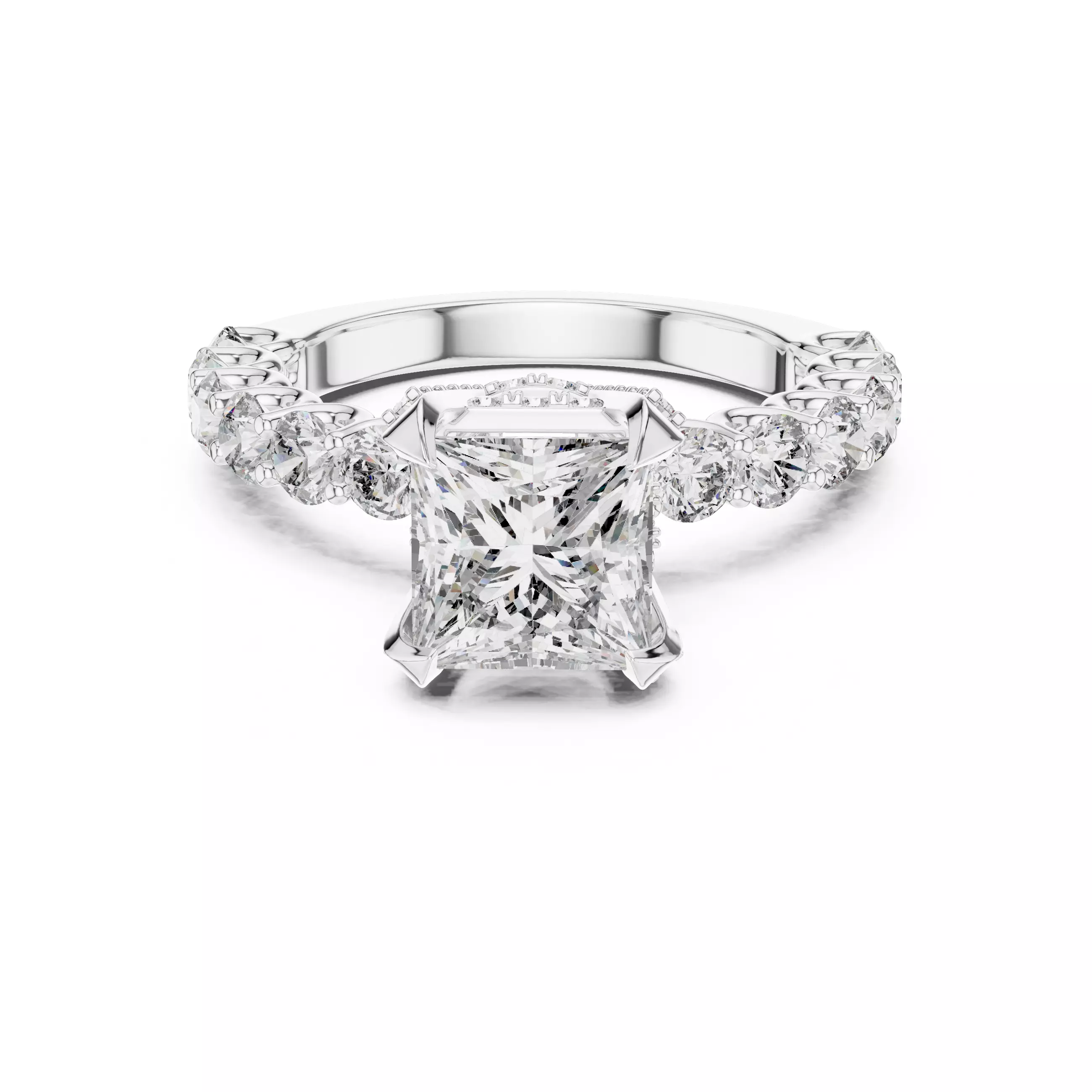 Princess Diamond Solitaire Ring 3D print model_11