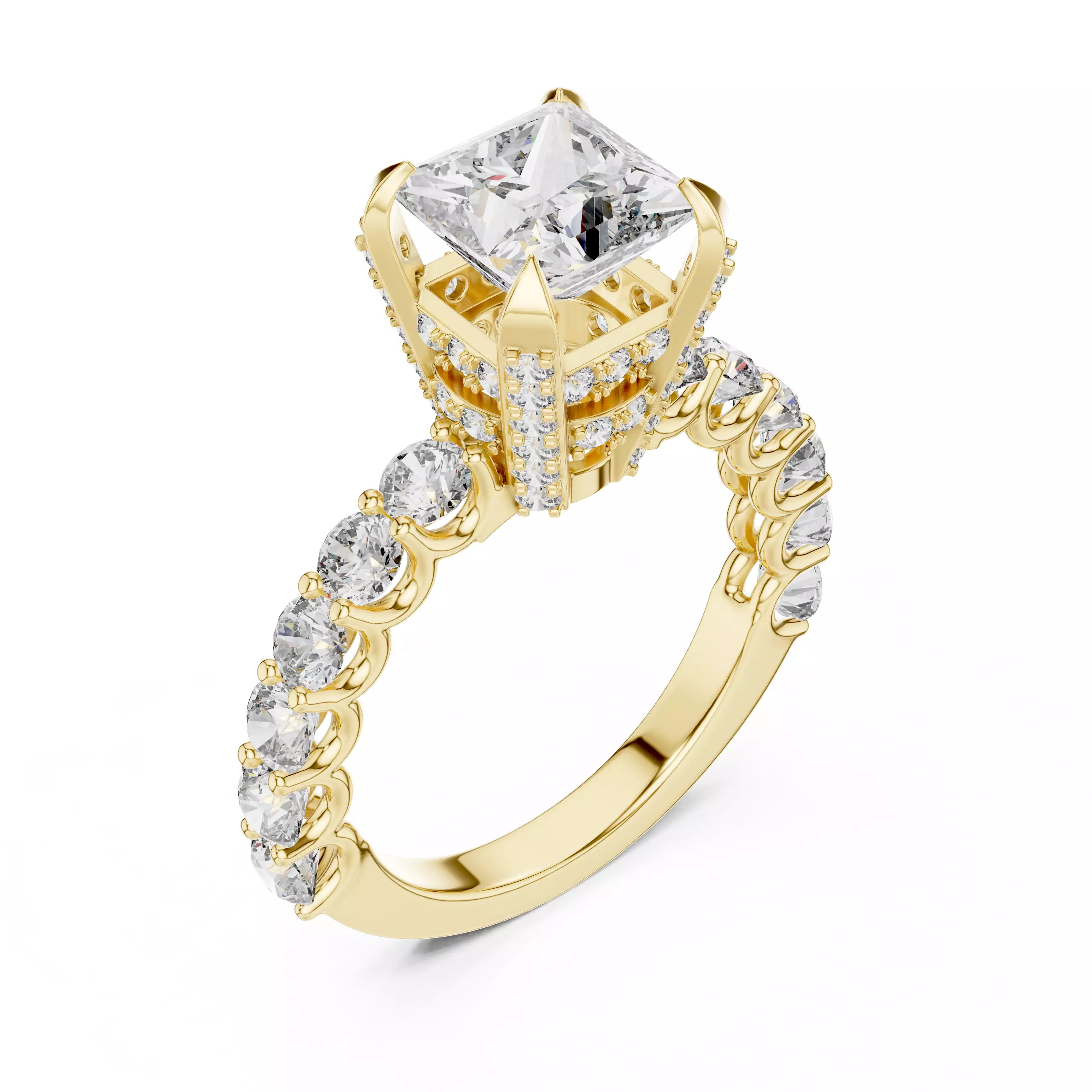 Princess Diamond Solitaire Ring 3D print model_6