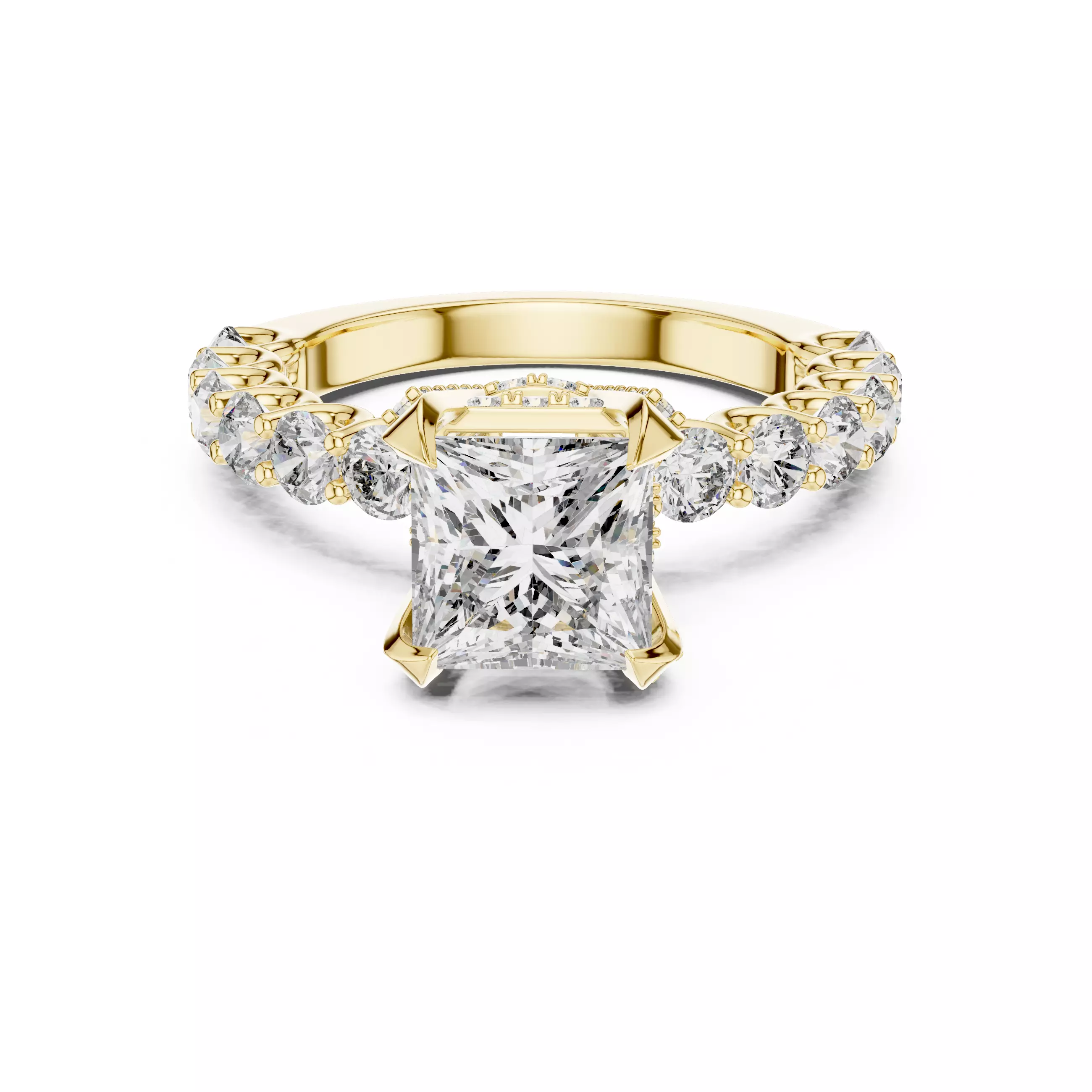 Princess Diamond Solitaire Ring 3D print model_13
