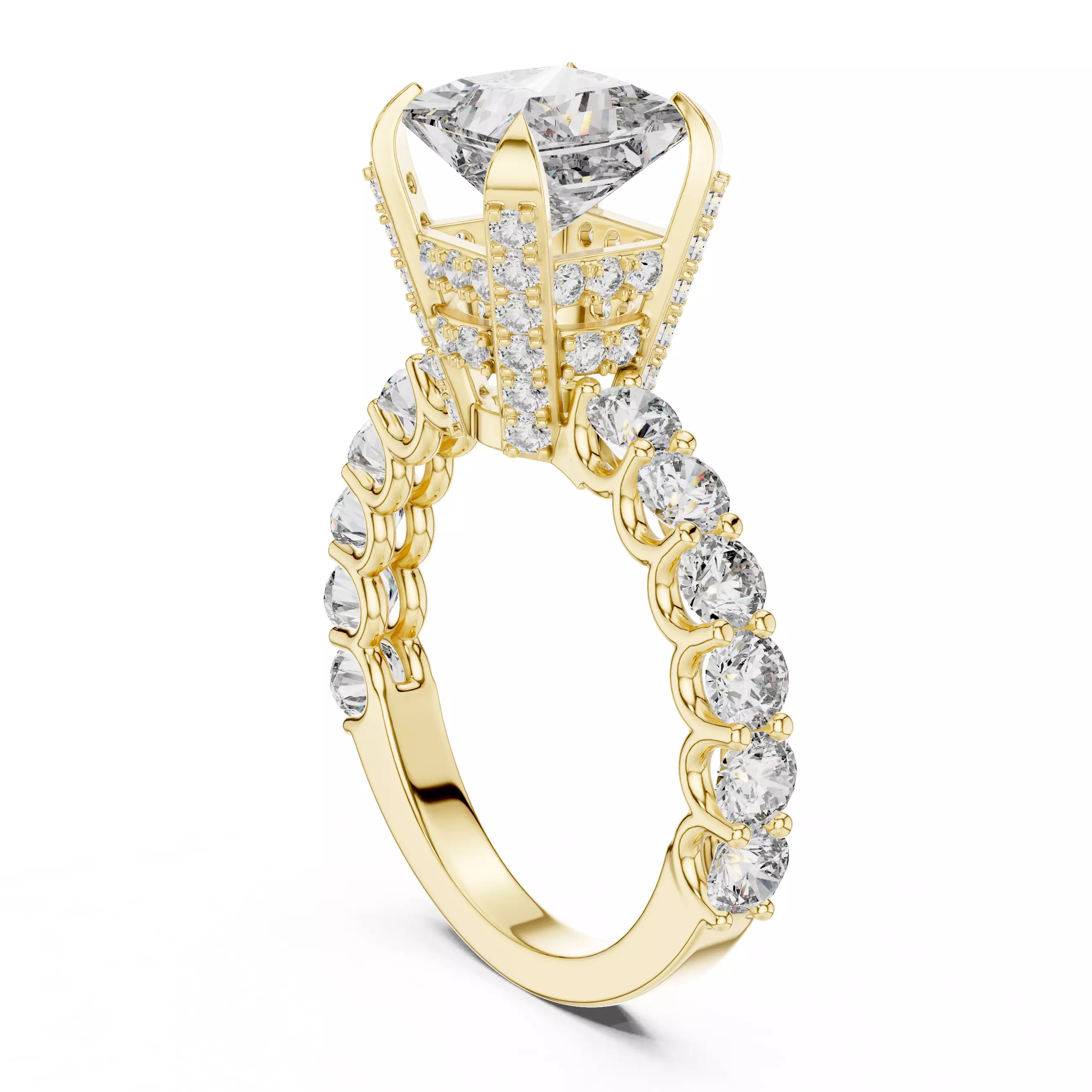 Princess Diamond Solitaire Ring 3D print model_5