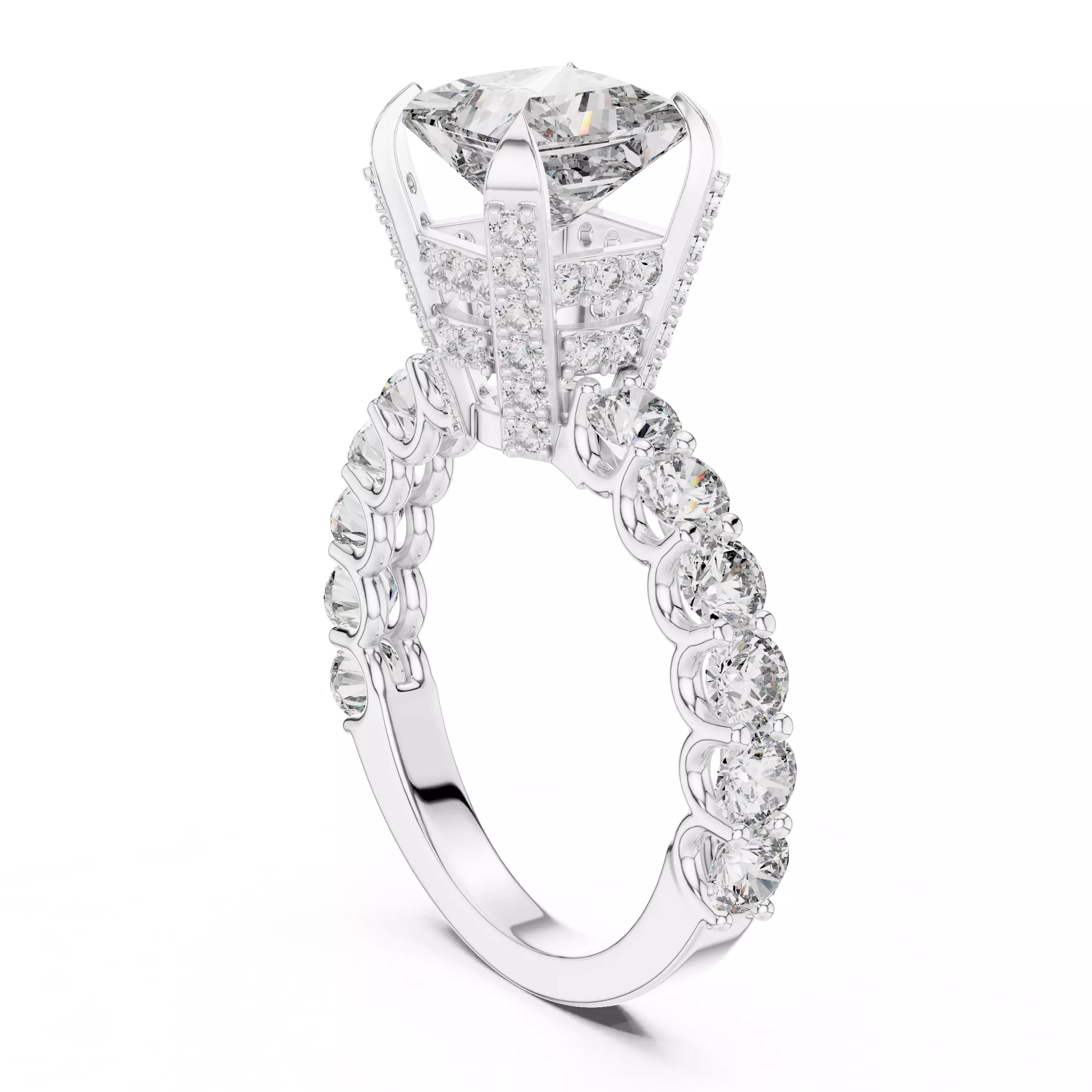 Princess Diamond Solitaire Ring 3D print model_3