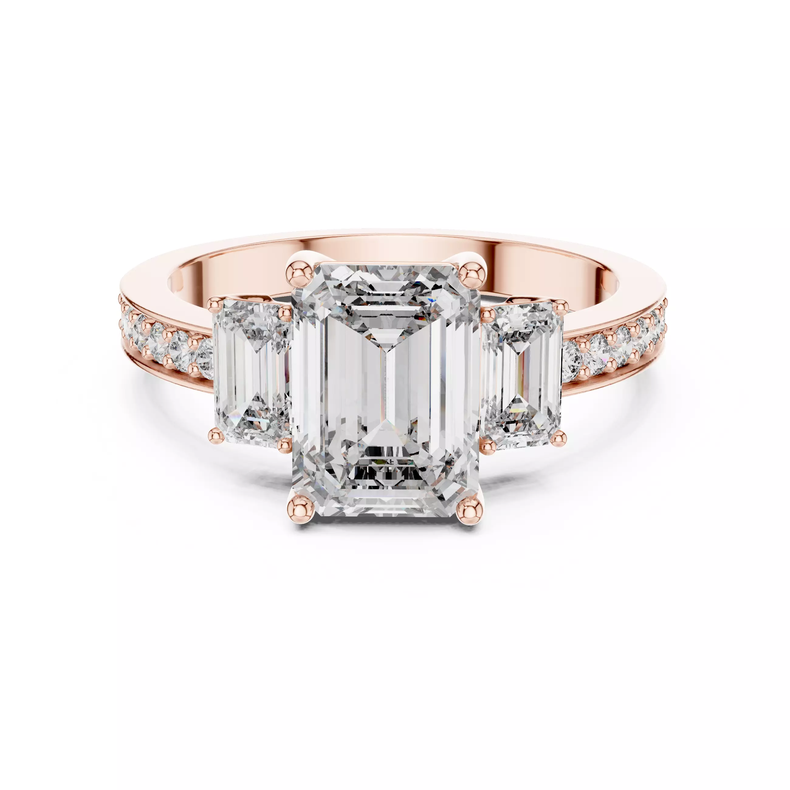 Emerald Diamond Solitaire Ring 3D print model