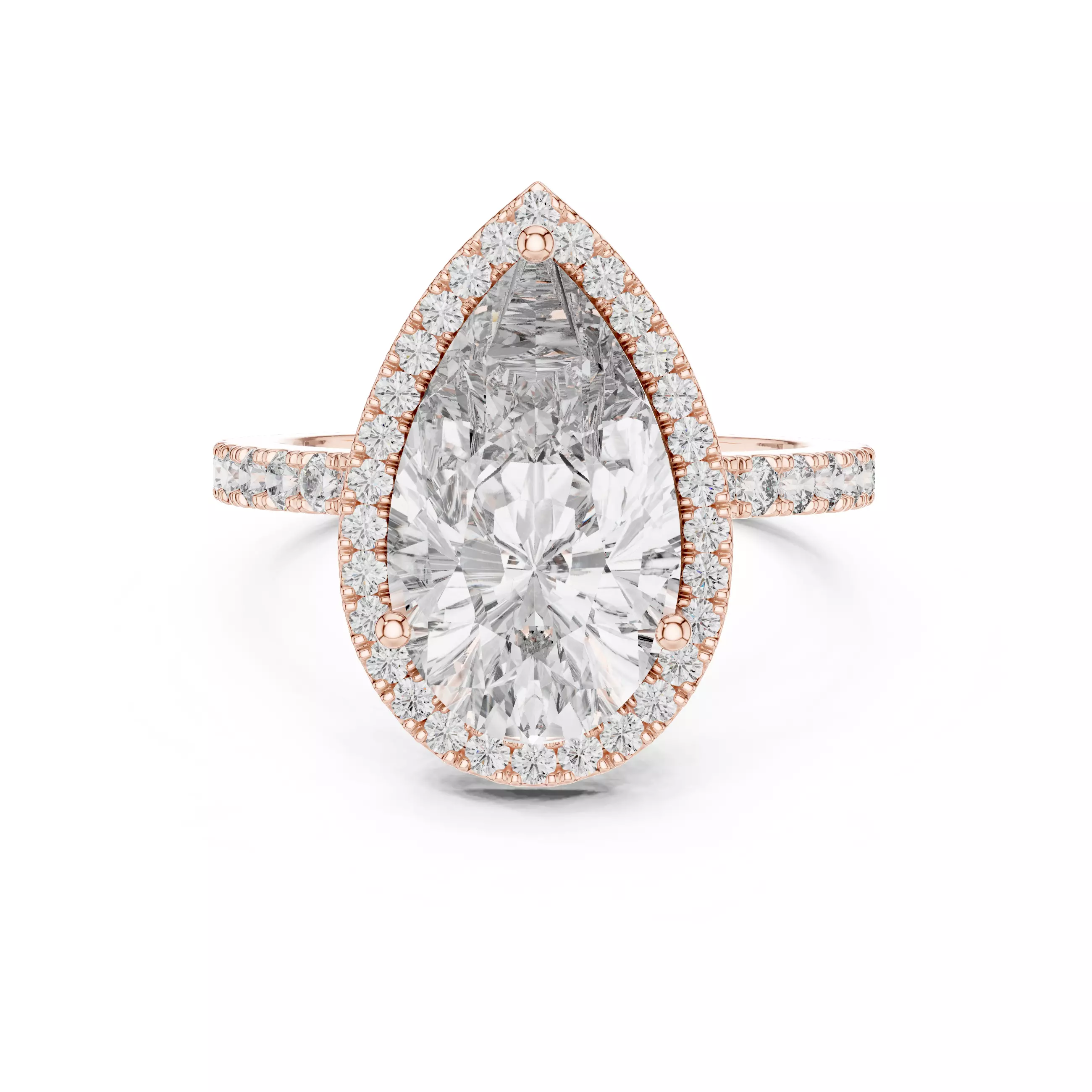 Pear Diamond Solitaire Ring 3D print model