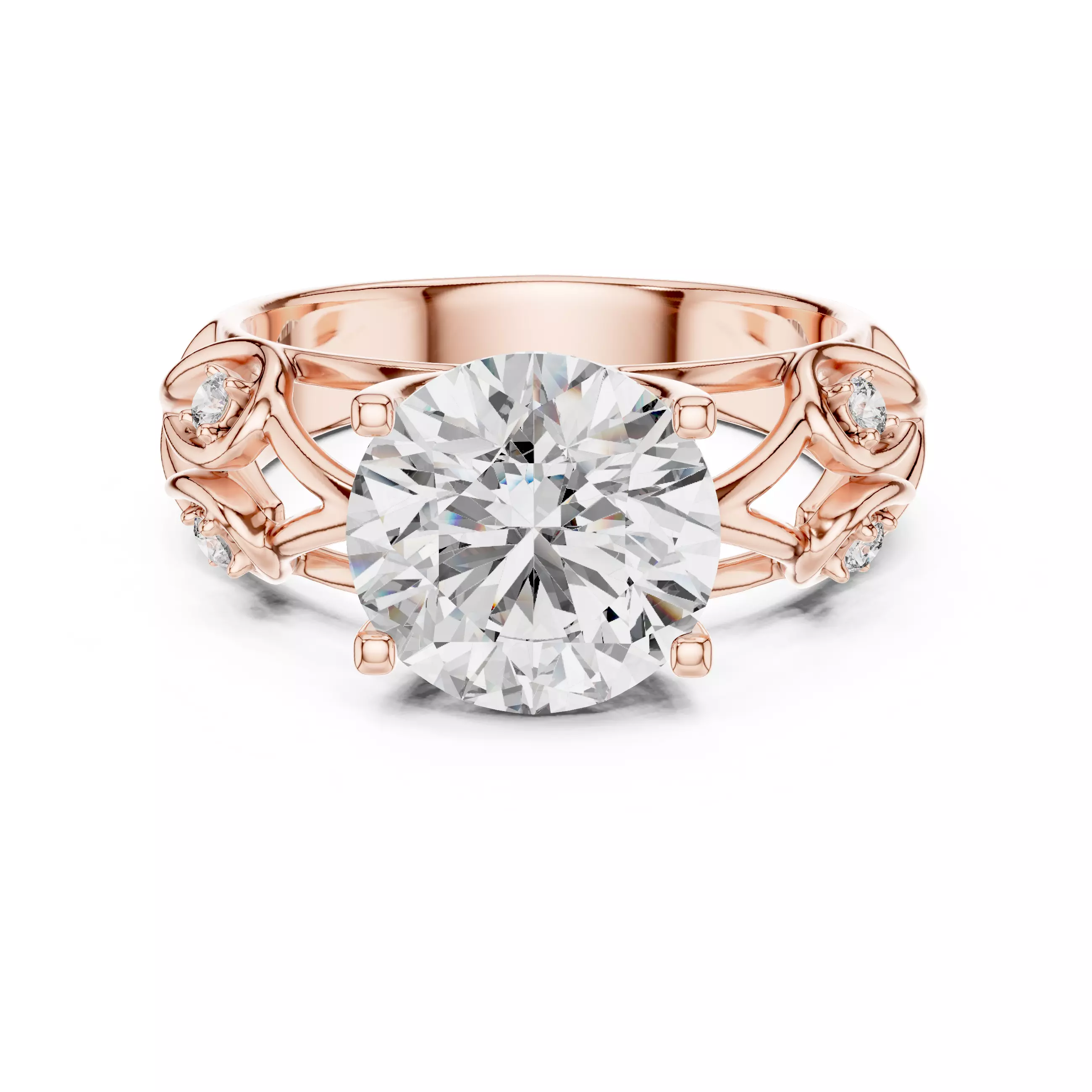 Round Diamond Solitaire Ring 3D print model