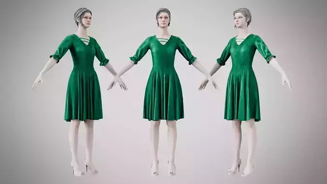 Dress 06 Emerald Velvet Green