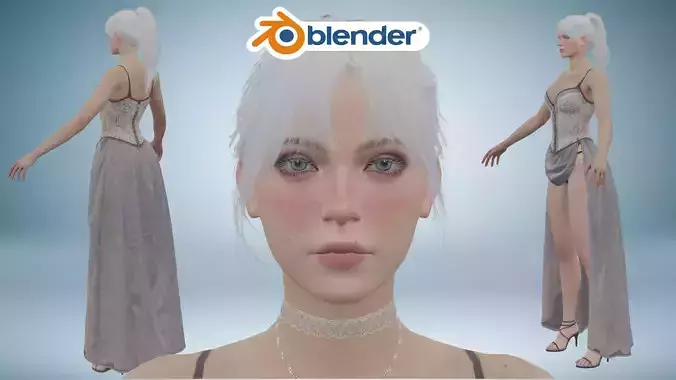 Realistic Medieval Goth Female Character Low-poly 3D model