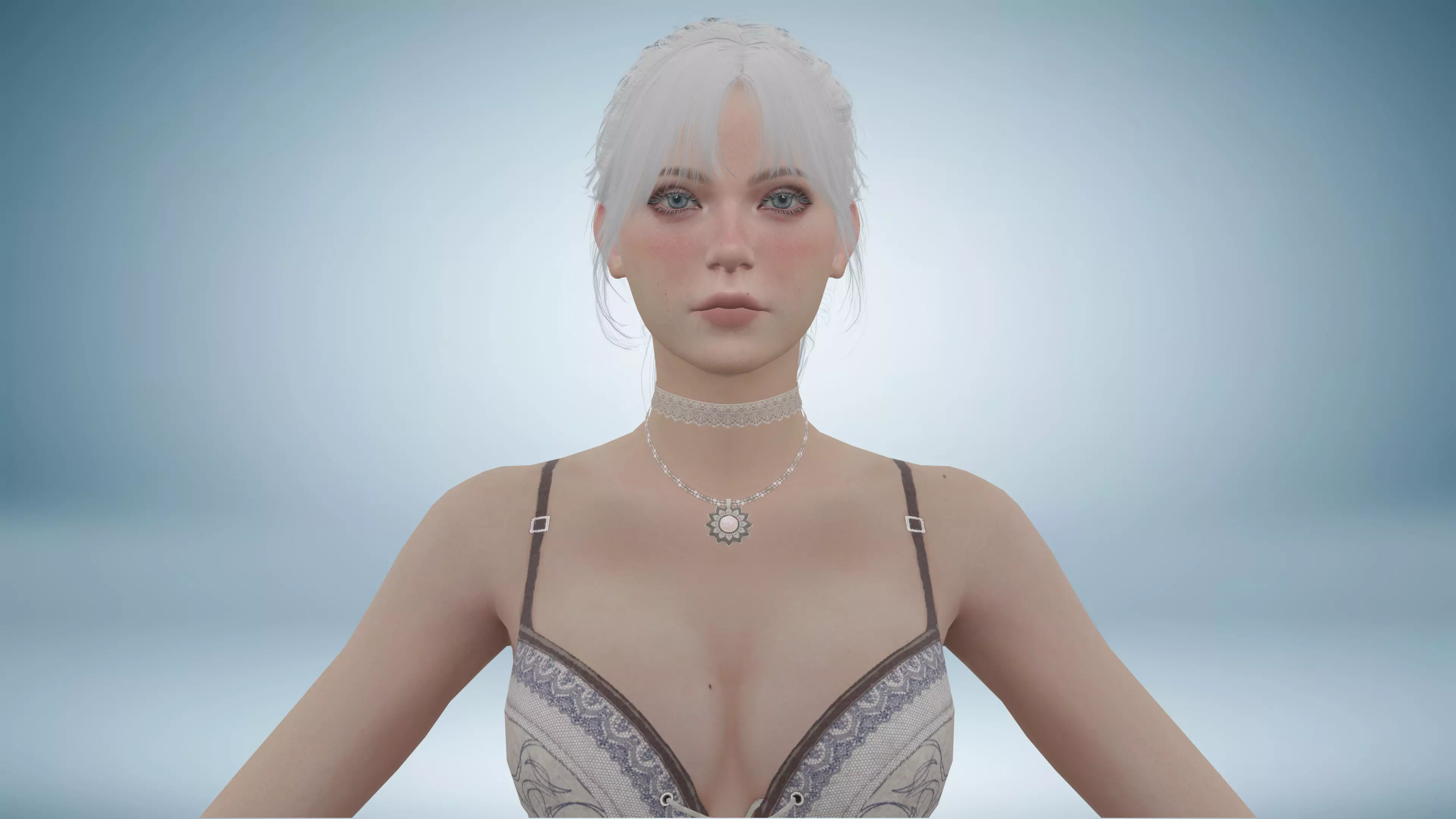 Realistic Medieval Goth Female Character Low-poly 3D model_5