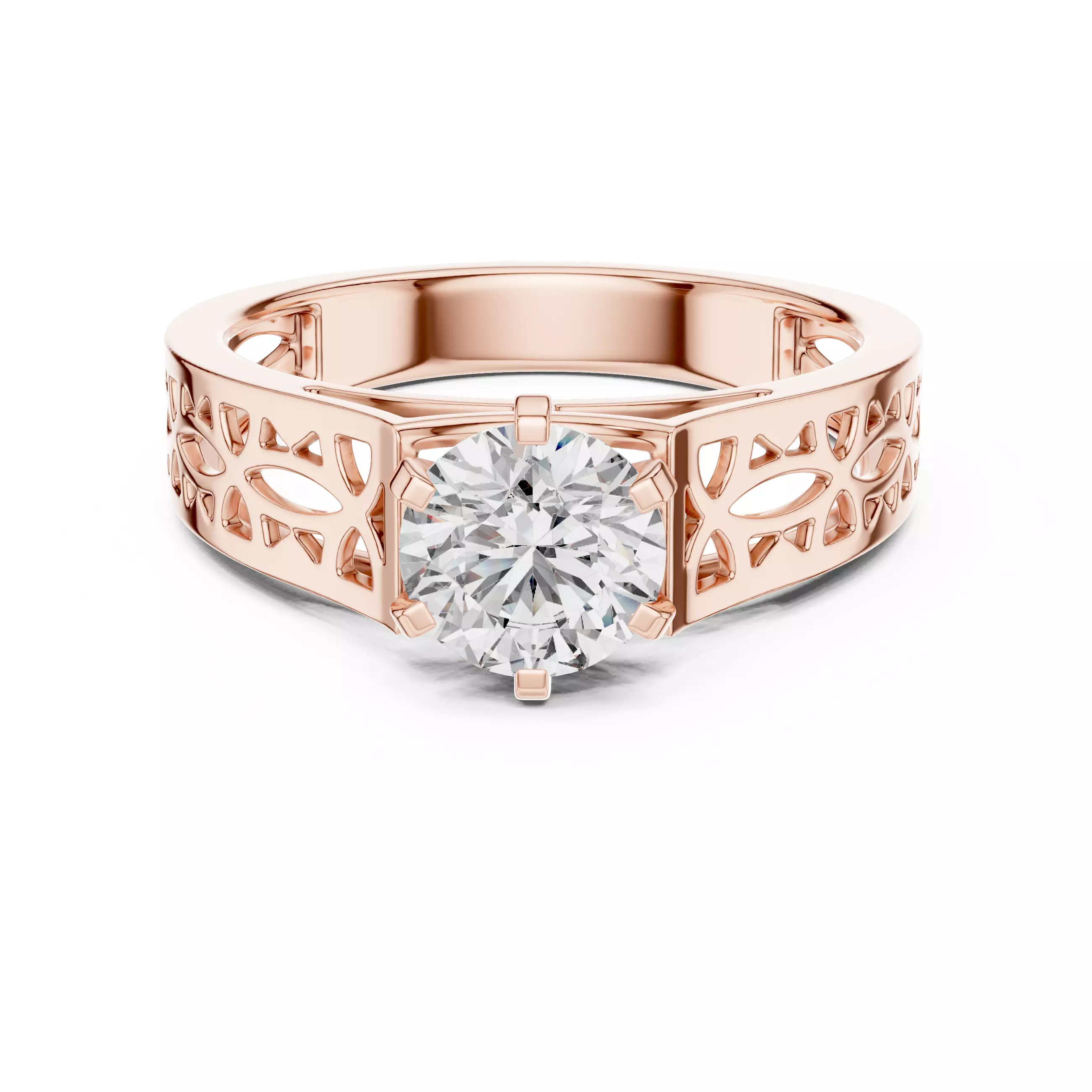 Round Diamond Solitaire Ring 3D print model