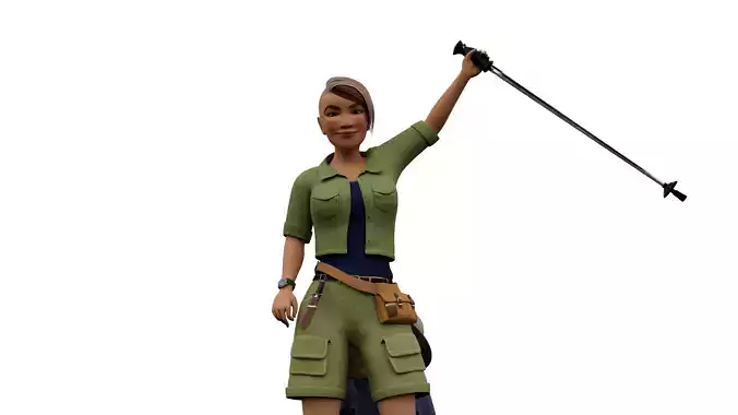 Semi-Realistic Traveler Ruby - MAYA and Blender Rigged Low-poly 3D model