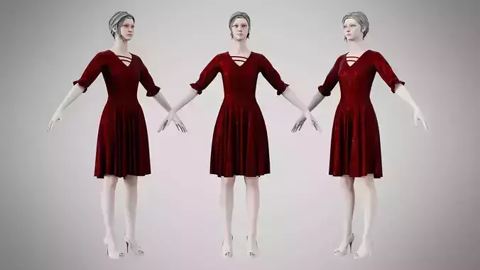 Dress 06 Chocolate Velvet With Design