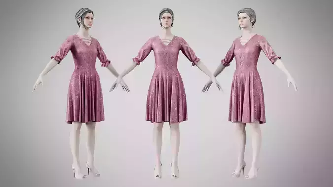 Dress 06 Dusty Rose Velvet With Design