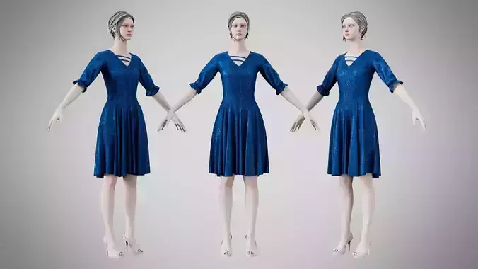 Dress 06 Sapphire Velvet With Design