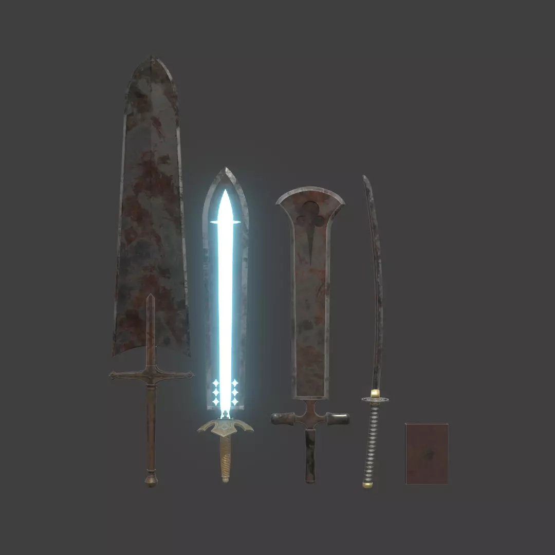 Asta Swords and Book Low-poly 3D model_1