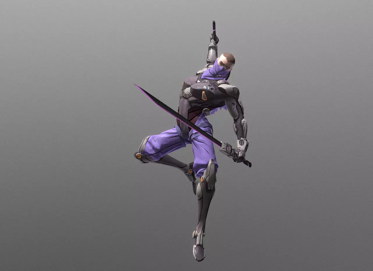 Cyborg Scifi Ninja Multi Jump Slash FBX PNG 3D model_0