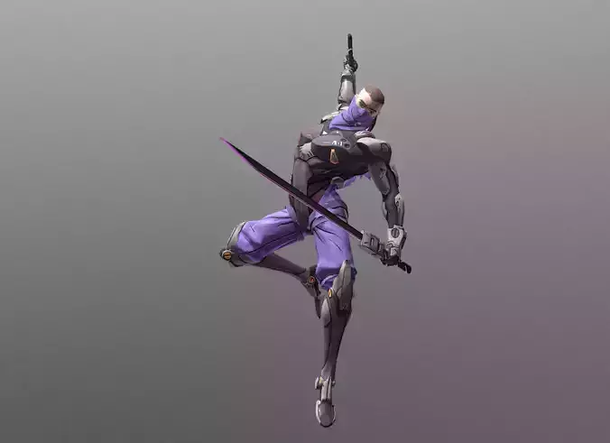 Cyborg Scifi Ninja Multi Jump Slash FBX PNG 3D model Cyborg Scifi Ninja Multi Jump Slash FBX PNG 3D model