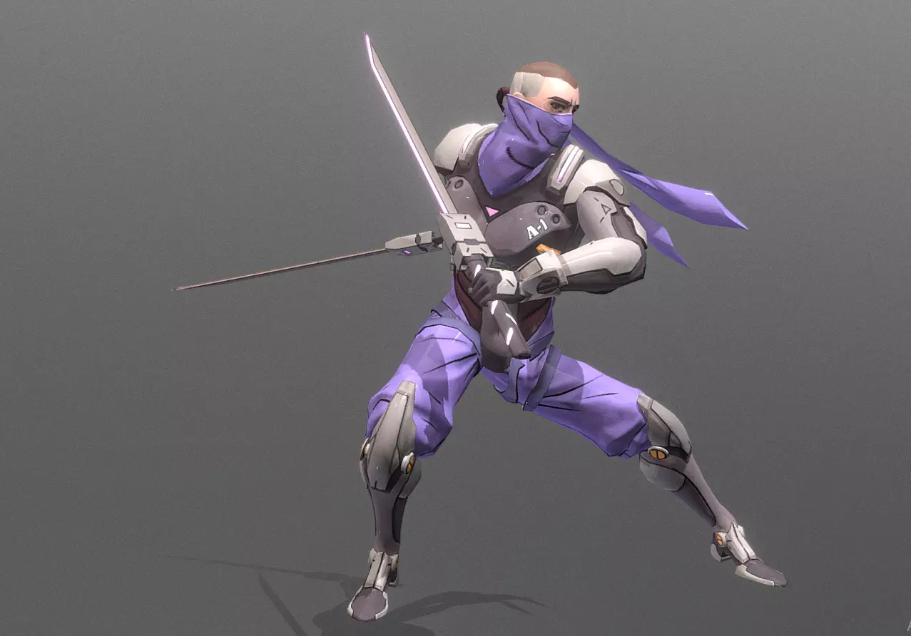 Cyborg Scifi Ninja Multi Jump Slash FBX PNG 3D model_1