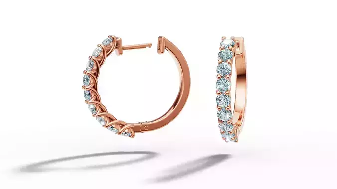 21mm Diamond Hoop Earrings 9 gems 3mm diamonds