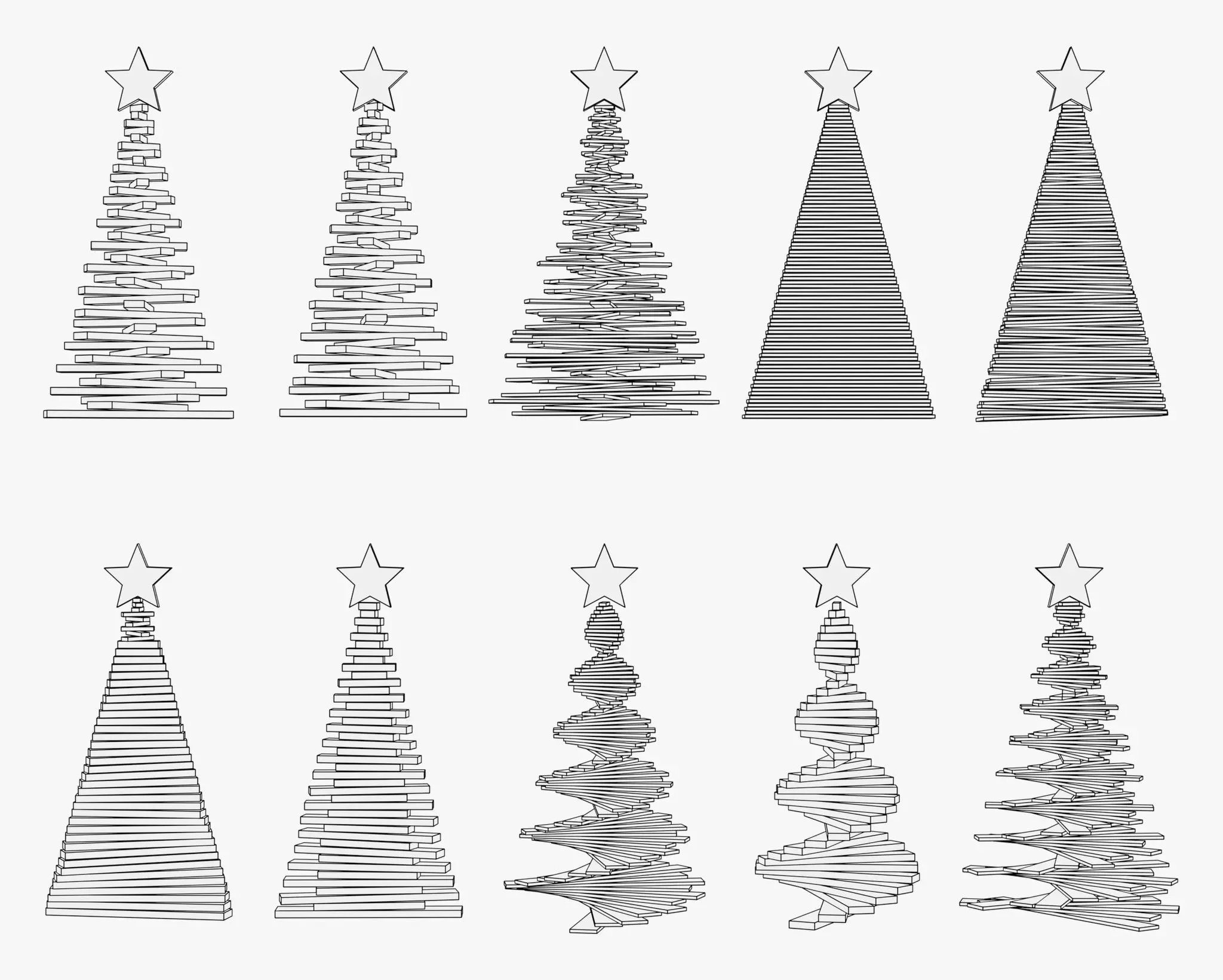 Geometric Christmas Trees Set M1 3D model_6