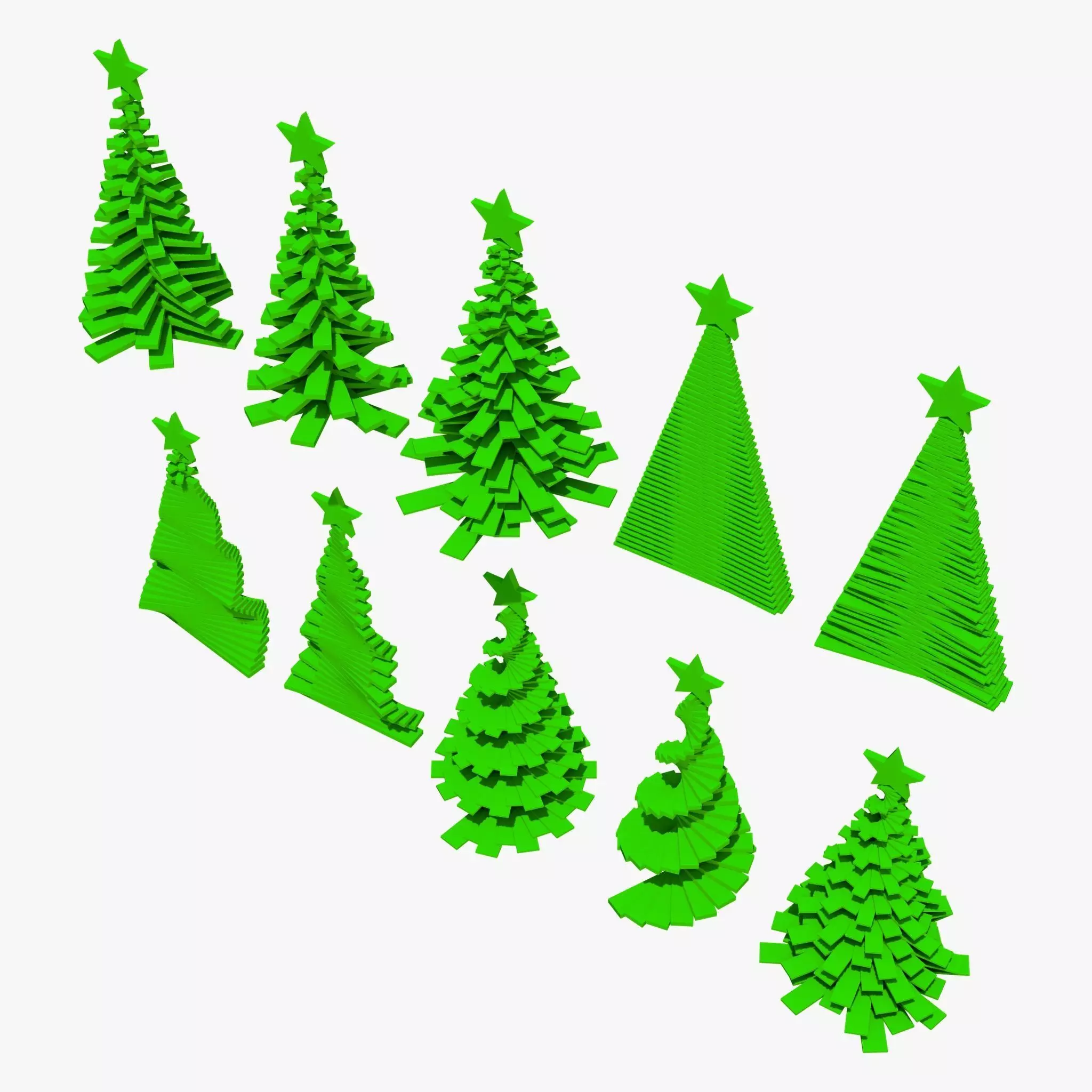 Geometric Christmas Trees Set M1 3D model_4