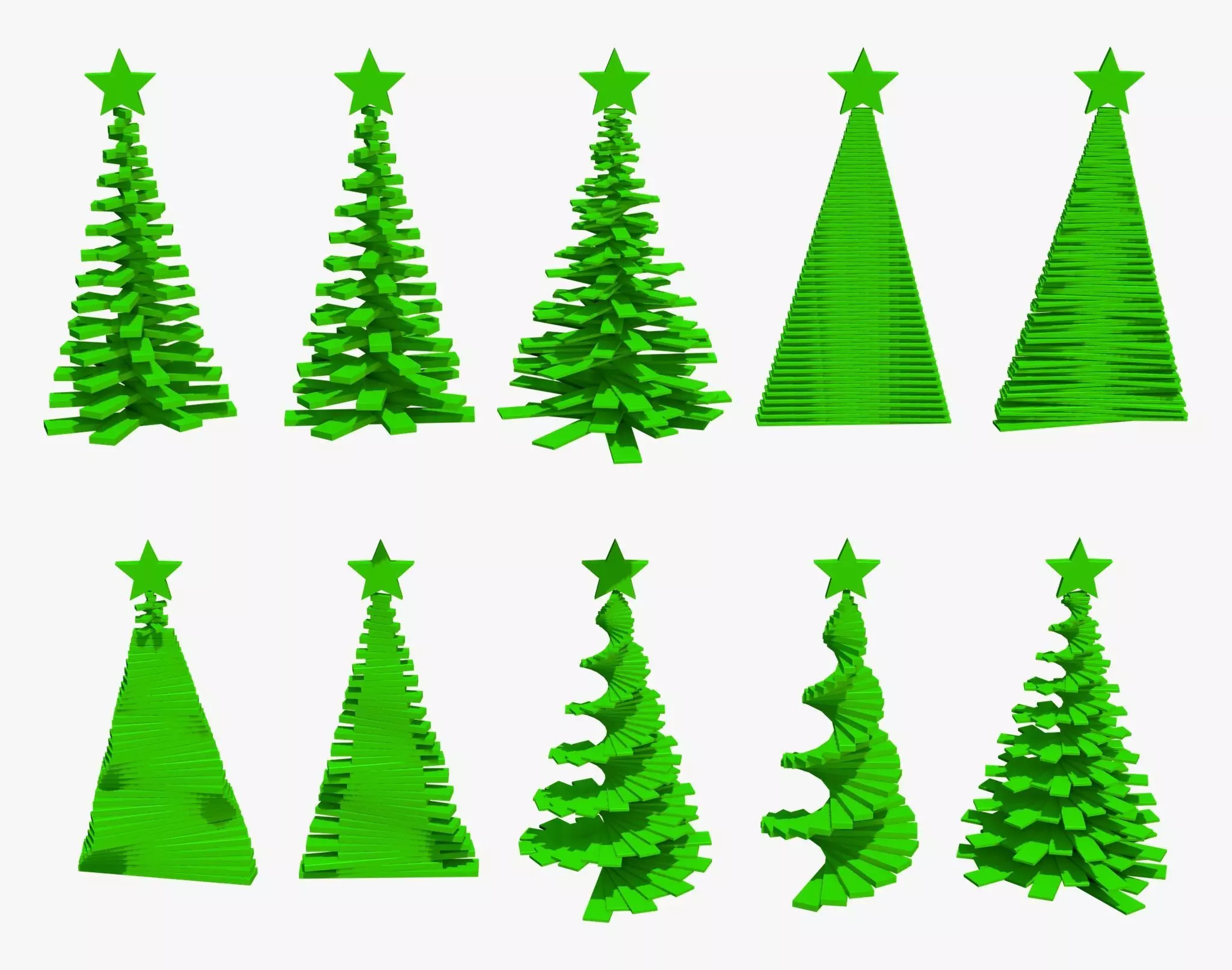 Geometric Christmas Trees Set M1 3D model_2