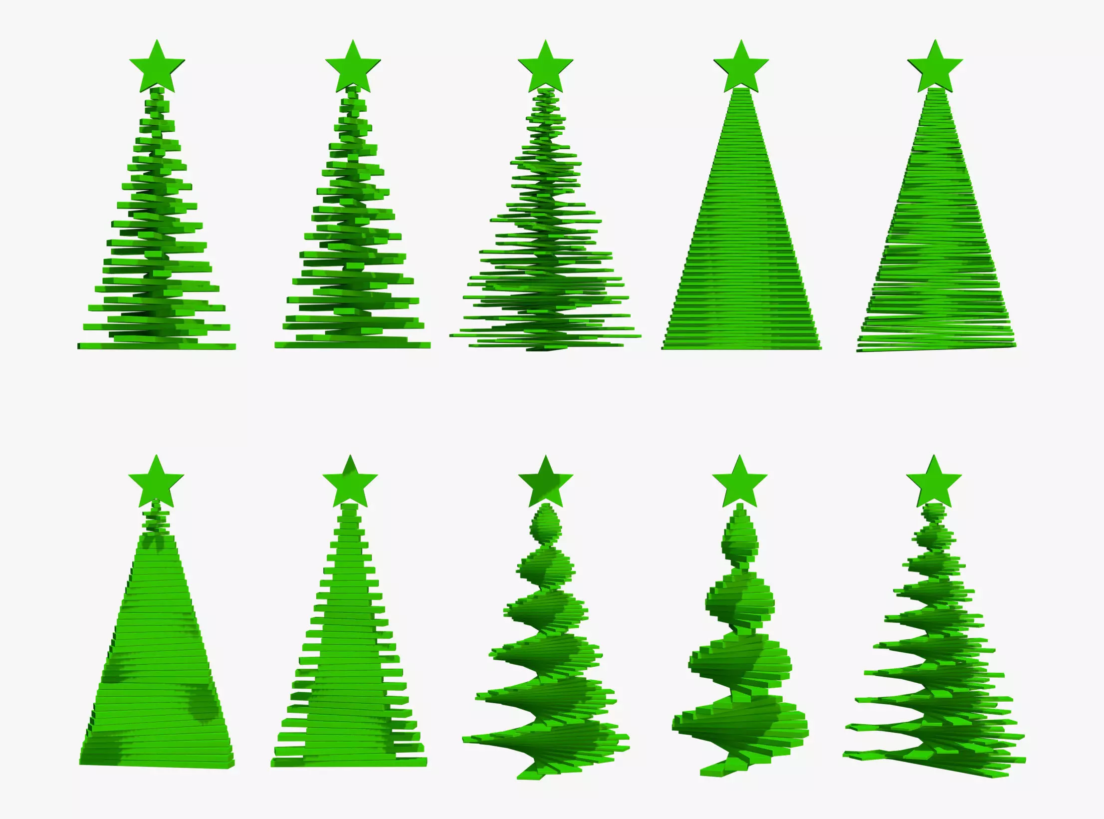 Geometric Christmas Trees Set M1 3D model_0