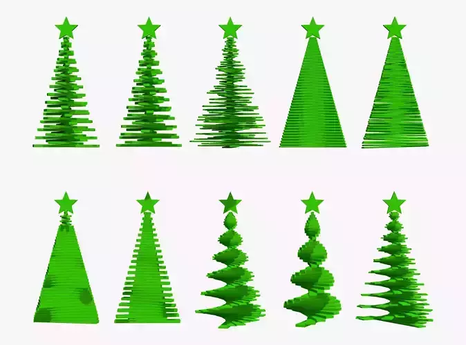 Geometric Christmas Trees Set M1 3D model