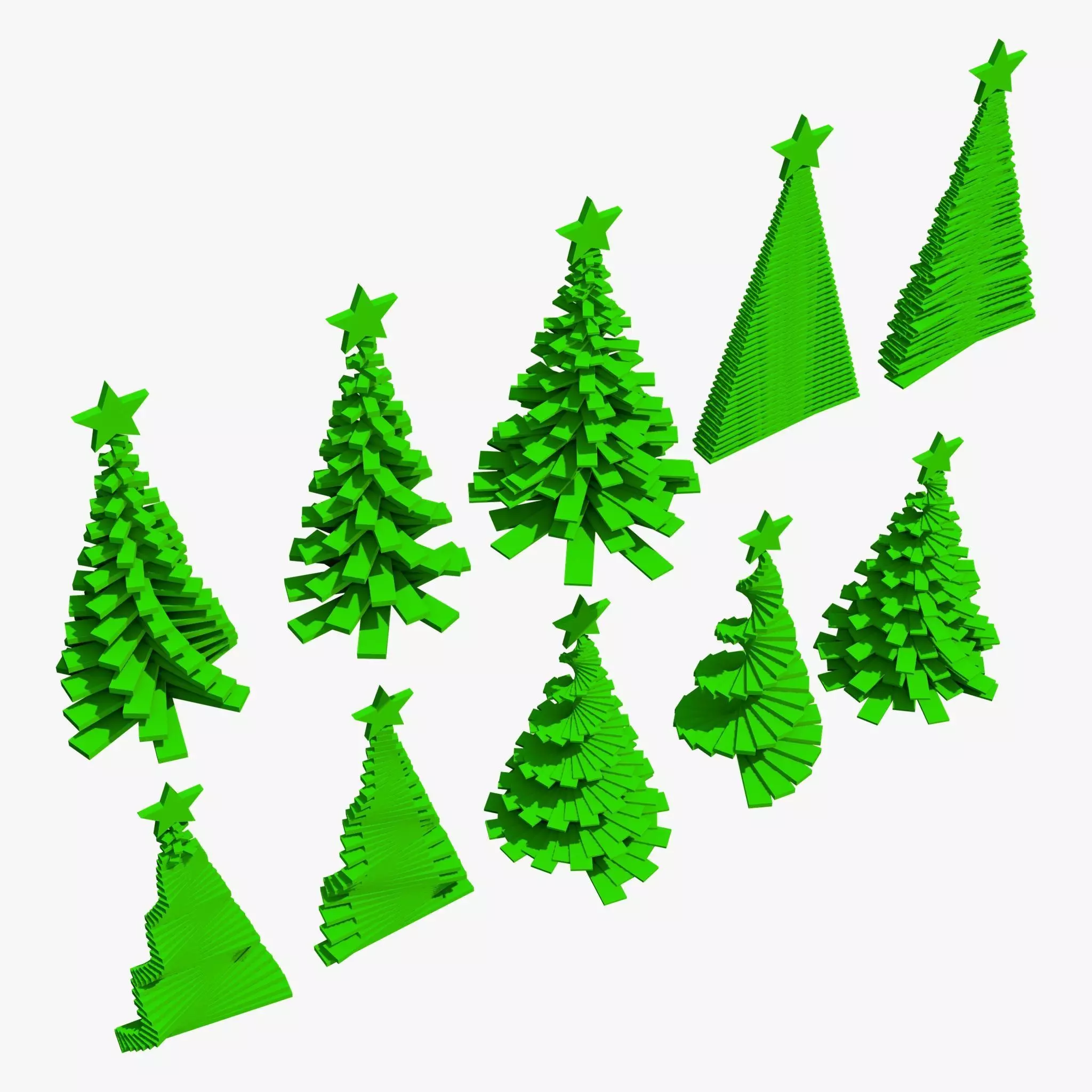 Geometric Christmas Trees Set M1 3D model_5