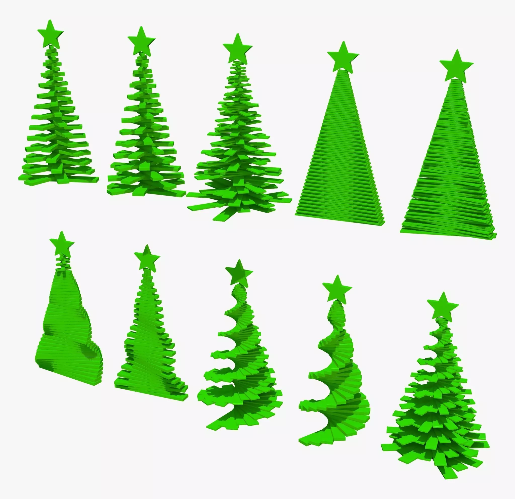 Geometric Christmas Trees Set M1 3D model_3